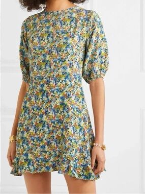 Faithfull the Brand Multicolor Floral Puff-Sleeve Mini Dress
